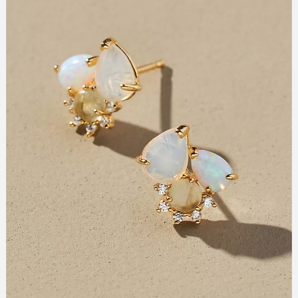 Anthropologie Stone cluster and rhinestone stud earrings NEW WIth tags - Picture 1 of 6